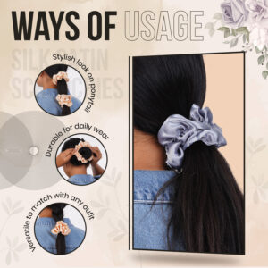 Classic Scrunchie for Women | Satin Hair Band | Rubber Band for Stylish | Wrist Band | Scrunchy | Suitable for All Hair Types |Fabric-Satin Silk| Size-Medium | 1No.