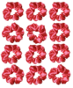Pack of 12 Classic Scrunchies Set | Hair Bands for Women Stylish | Hair Care Gift items for Women | Suitable for All Hair Types |Fabric-Satin Silk| Color-Gerorchina Peach Pink
