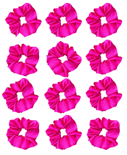 Pack of 12 Classic Scrunchies Set | Hair Bands for Women Stylish | Hair Care Gift items for Women | Suitable for All Hair Types |Fabric-Satin Silk| Color-Pink