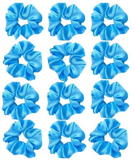 Pack of 12 Classic Scrunchies Set | Hair Bands for Women Stylish | Hair Care Gift items for Women | Suitable for All Hair Types |Fabric-Satin Silk| Color-Sora Blue