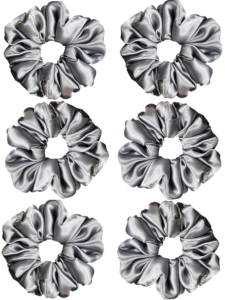 Pack of 6-Luxury Scrunchies for Women-Girls-Teenage|Hair Bands for Woman Stylish | Hair Care Gift items|Suitable for All Hair Types |Fabric-Satin Silk| Size:Large | Color-Grey